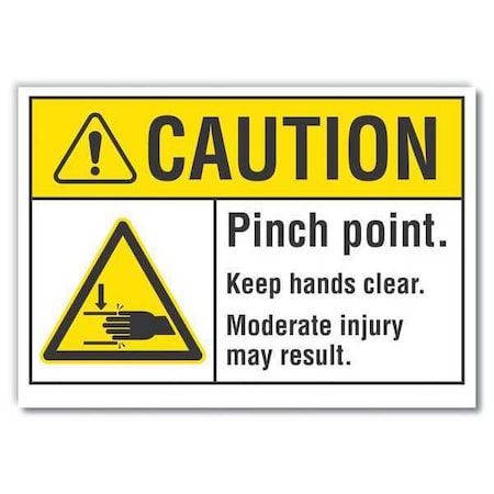 Caution Sign, 3 1/2 In Height, 5 In Width, Reflective Sheeting, Horizontal Rectangle, English