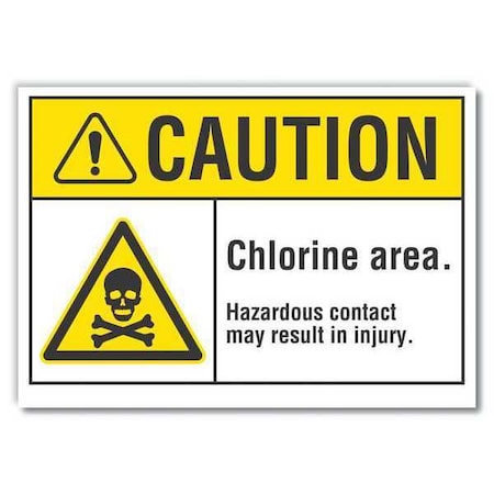 Chlorine Caution Reflective Label, 7 In H, 10 In W,English, LCU3-0012-RD_10x7