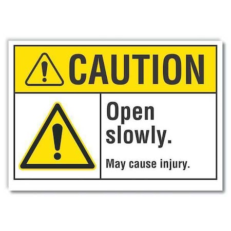 Caution Sign,Self-Adhesive Vinyl,5 In. H, LCU3-0043-RD_7x5