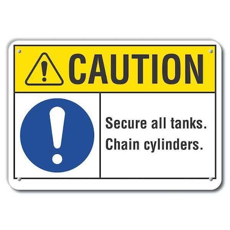Reflective Cylinder Handling Caution Sign, 7 In H, 10 In W, Vertical Rectangle, LCU3-0047-RA_10x7