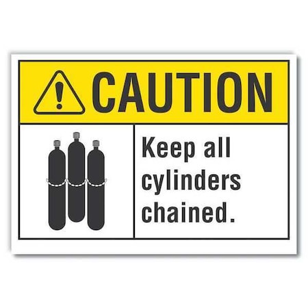 Cylinder Handling Caution Reflective Label, 10 In H, 14 In W,English, LCU3-0094-RD_14x10