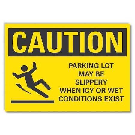 Slippery Caution Reflective Label, 3 1/2 In H, 5 In W, , English, LCU3-0139-RD_5x3.5