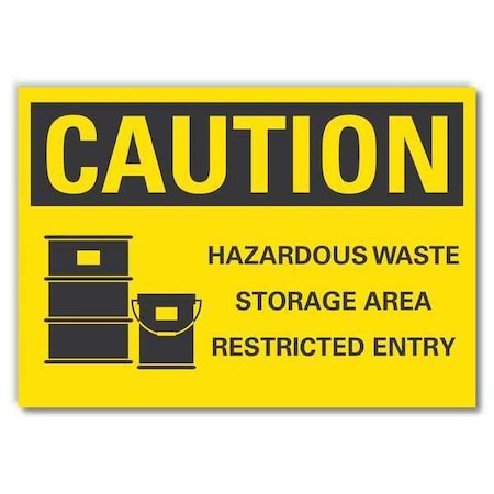 Hazardous Waste Caution Reflective Label, 3 1/2 In H, 5 In W,English, LCU3-0129-RD_5x3.5