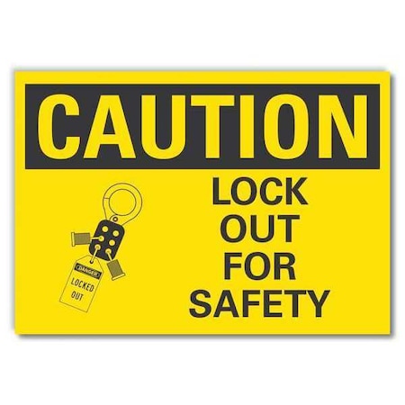 Caution Sign, 10 In Height, 14 In Width, Non-PVC Polymer, Horizontal Rectangle, English