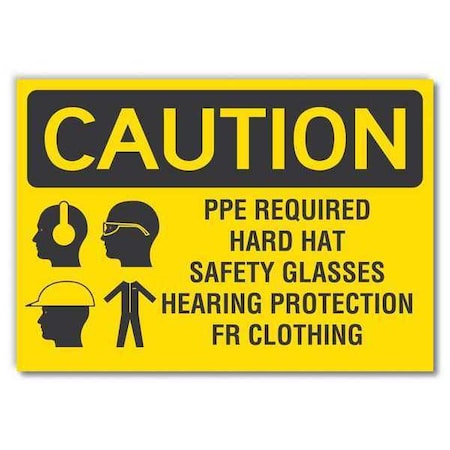Caution Sign,Self-Adhesive Vinyl,5 In. H, LCU3-0190-RD_7x5