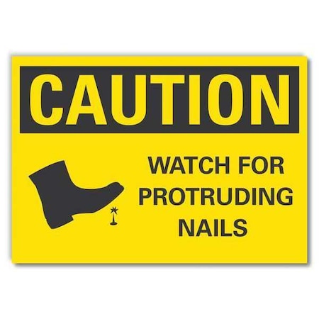 Caution Sign, 10 In Height, 14 In Width, Non-PVC Polymer, Horizontal Rectangle, English