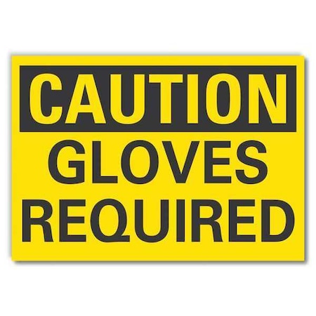 Hand  Caution Reflective Label, 5 In Height, 7 In Width, Reflective Sheeting, Horizontal Rectangle