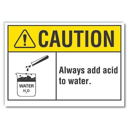 Acid Caution Reflective Label, 10 In H, 14 In W,Horizontal Rectangle, LCU3-0089-RD_14x10