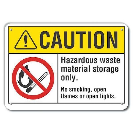 Reflective Hazardous Waste Caution Sign, 7 H, 10 W,  Vertical Rectangle, LCU3-0076-RA_10x7