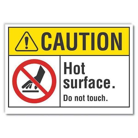 Caution Sign, 3 1/2 In Height, 5 In Width, Reflective Sheeting, Horizontal Rectangle, English