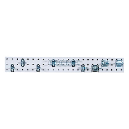 White Tool Pegboard Kit With (1) 36 In. X 4.5 In. 18-Gauge Steel Square Hole Pegboard 8 Pc. LocHook Assortment