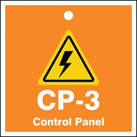 Energy Source ID Tag, 2-1/2 H, Plastic, Legend: CP-3 Control Panel