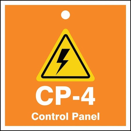 Energy Source ID Tag, 2-1/2 H, Plastic, Legend: CP-4 Control Panel