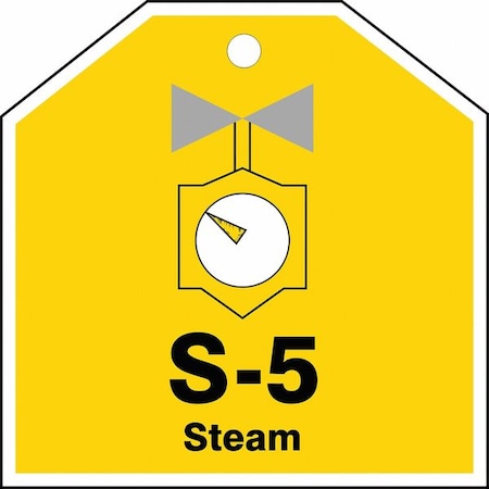 Energy Source ID Tag, 2-1/2 H, Plastic, Legend: S-5 Steam