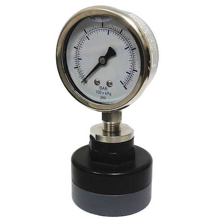 Pressure Gauge, 0 To 100 Psi, 1/4 In FNPT, Stainless Steel, Silver