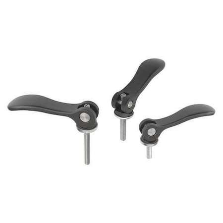Cam Lever Adjustable S0 M04X20, A=52,3, B=18, Aluminum Black Powder-Coated, Comp: Stainless Steel
