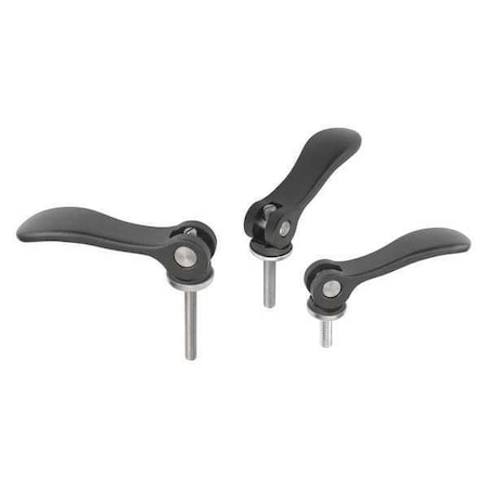 Cam Lever Adjustable Size: 9 M03X15, A=36,2, B=14,4, Aluminum Black Powder-Coated, Comp: Steel