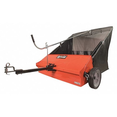 Tow Lawn Sweeper, 44 In Working Width, 25 Cu Ft Hopper Capacity, Polyester Hopper Material