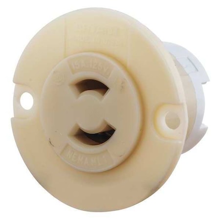 15A Midget Locking Flanged Receptacle 2P 2W 125VAC