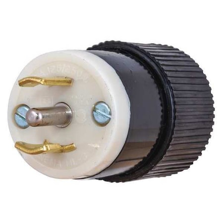15A Midget Locking Plug 3P 3W 125/250VAC ML-3P BK/WT