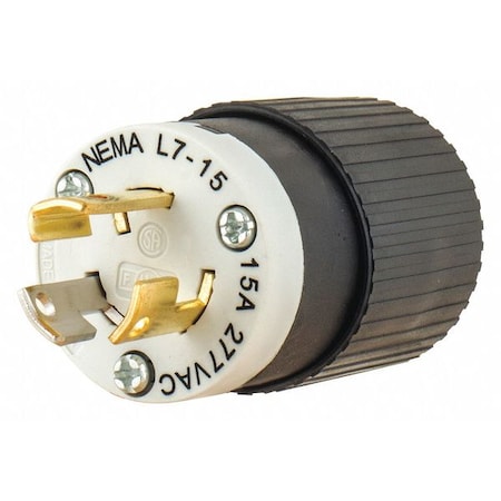 Locking Plug,Black/Wht,277VAC,2.0 HP,15A