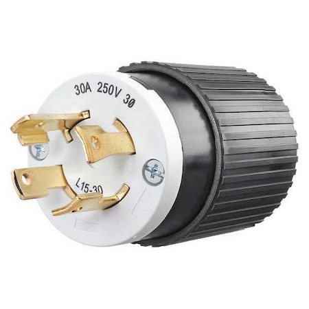 Locking Plug,Black/Wht,250VAC,3.0 HP,30A