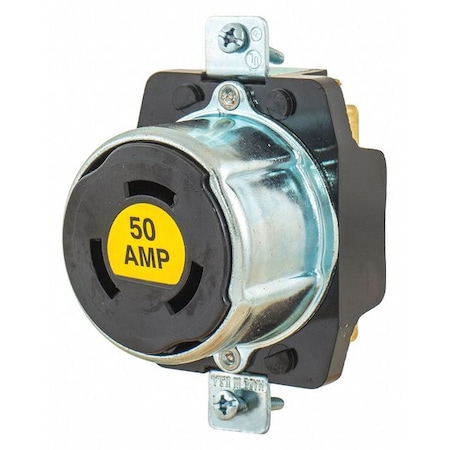 50A Locking Receptacle 3P 4W 600VAC/250VDC BK