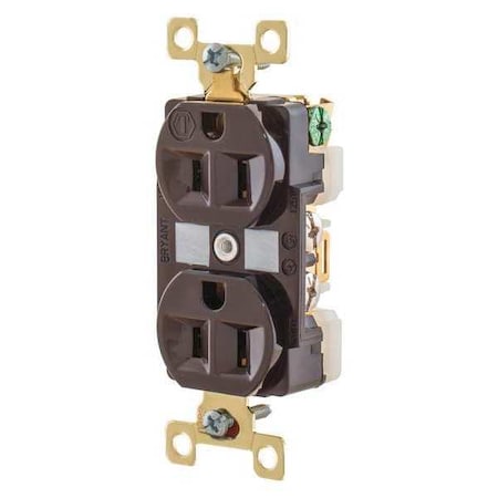 Receptacle, 15 A Amps, 125V AC, Flush Mount, Standard Duplex Outlet, 5-15R, Brown