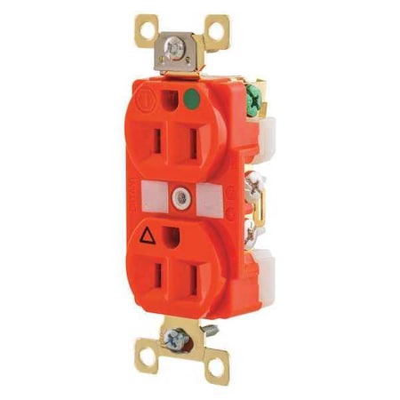 Receptacle, 15 A Amps, 125V AC, Flush Mount, Standard Duplex Outlet, 5-15R, Orange