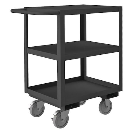 Steel Utility Cart With Lipped & Flush Metal Shelves, Flat, 3 Shelves, 1,200 Lb