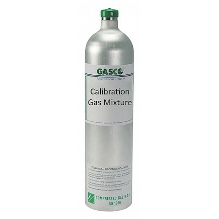 Calibration Gas, Carbon Monoxide, Methane, Nitrogen, Oxygen, 58 L, C-10 Connection, +/-5% Accuracy