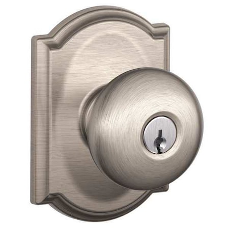 Satin Nickel Entrance Knob Lockset, Plymouth/Camelot