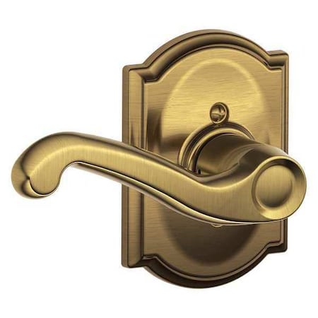 Antique Brass Dummy Lever Lockset, Flair/Camelot, Left Hand