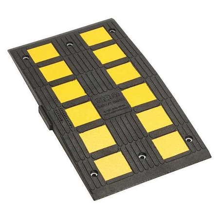 Speed Hump, Rubber, 2 1/10 In H, 35 1/2 In L, 19 1/2 In W, Black/Yellow