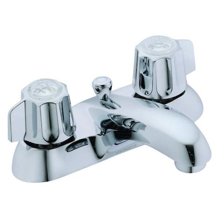 Manual 4 Mount, 3 Hole Low Arc Bathroom Faucet, Chrome Plated