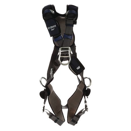 Full Body Harness, Crossover Style, M, Polyester, Gray