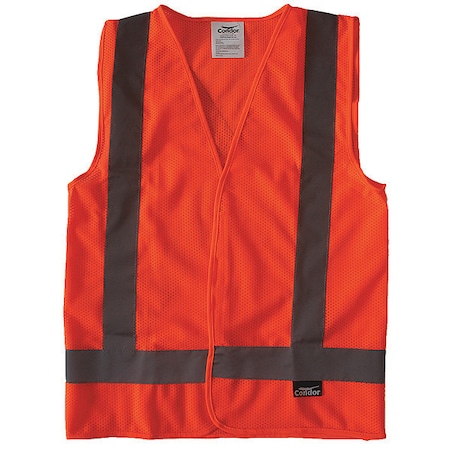 Safety Vest,Orange/Red,X-S,Hook-and-Loop