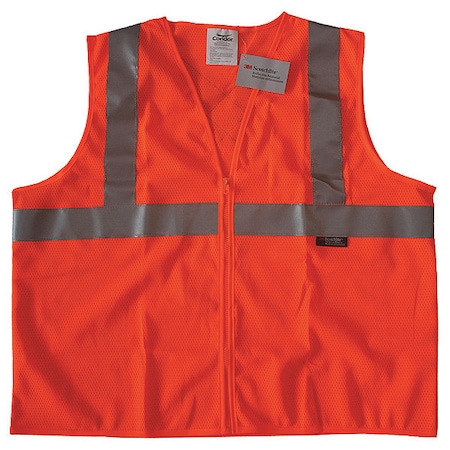Safety Vest,Orange/Red,2XL,Zipper