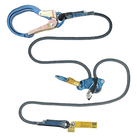 Adjustable Positioning Lanyard, 10 Ft., 310 Lb. Weight Capacity, Blue