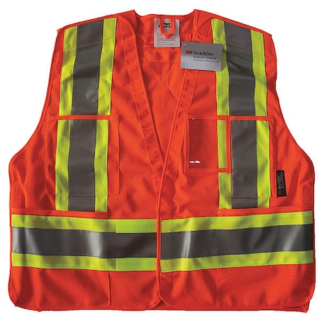 Safety Vest,Orange/Red,S/M,Hook-and-Loop