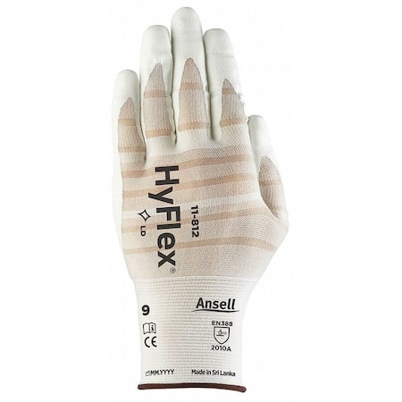 Foam Nitrile Coated Gloves, Palm Coverage, White, 6, PR