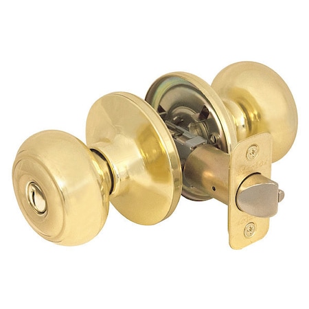 Knob Lockset,Rusk Style,Polished Brass