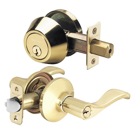 Lever Lockset,Polished Brass,Wave Style