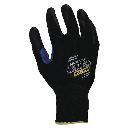 Foam Nitrile Coated Gloves, Palm Coverage, Black, L, PR