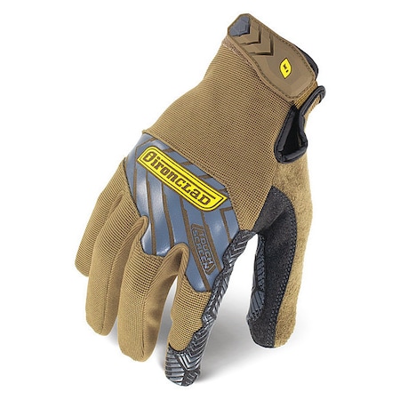 Mechanics Touchscreen Gloves, XL, Tan/Silver, Single Layer, Polyester