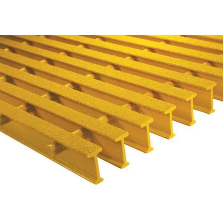 Industrial Pultruded Grating, 48 In Span, Grit-Top Surface, ISOFR Resin, Yellow