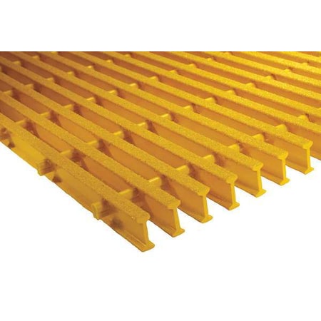 Industrial Pultruded Grating, 48 In Span, Grit-Top Surface, ISOFR Resin, Yellow