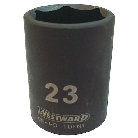 1/2 Dr, 23mm Size, Metric Impact Socket, 6 Pts