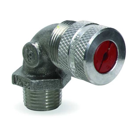 Liquid Tight Connector,1/2in.,90 Deg,Red