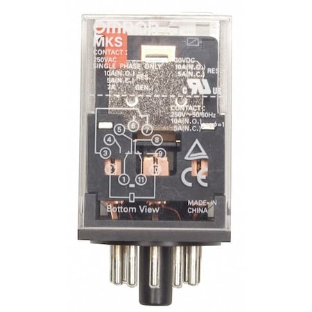 General Purpose Relay, 120V AC Coil Volts, Octal, 8 Pin, DPDT